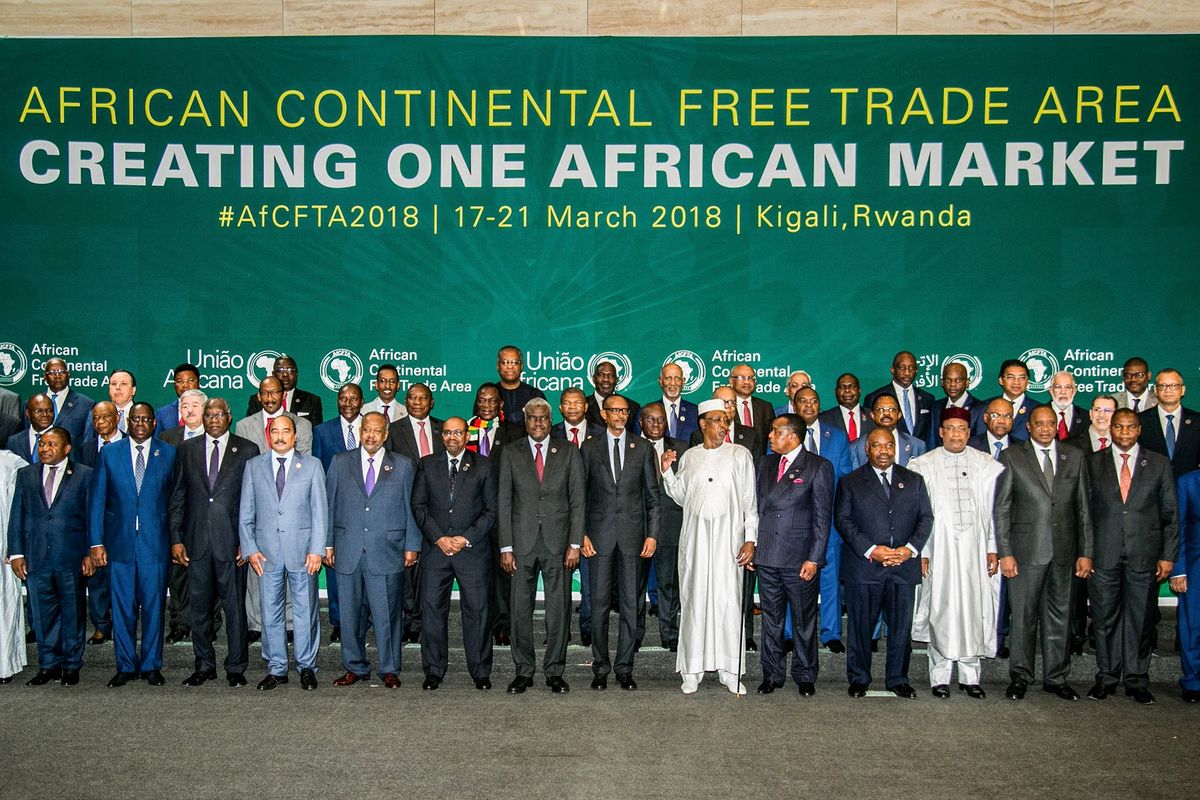 Afrika devlet ve hükümet başkanları, Kigali'de AfCFTA zirvesinde.
