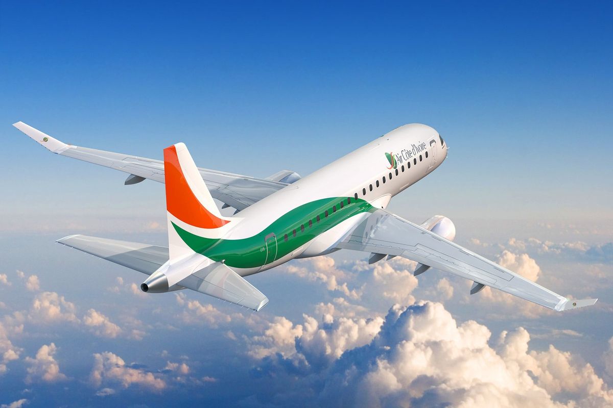 Embraer yapımı Air Côte d’Ivoire uçağı, orta menzilli uçaklarda uzmanlaşmış bir Boeing rakibi.