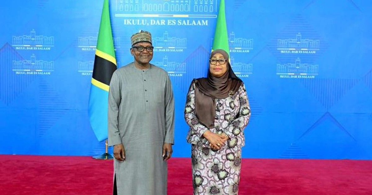 Afrika'nın en zengini Aliko Dangote ve Tanzanya Başkanı Samia Suluhu Hassan.