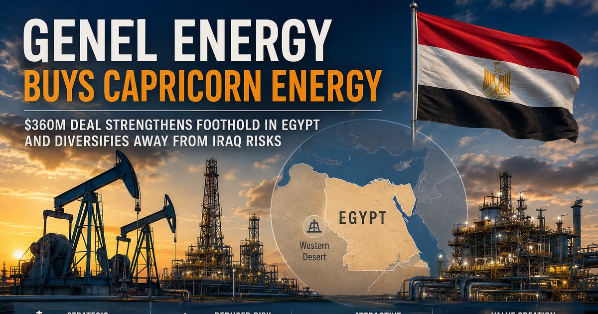Genel Energy, Mısır'a 360 milyon dolarlık Capricorn Energy alımıyla giriyor.