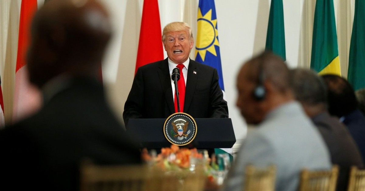 Trump, BM Genel Kurulu'nda Afrika liderleriyle konuşuyor.