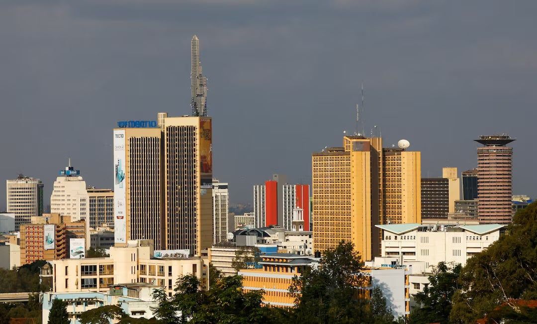 Nairobi, Kenya iş merkezinin silüetinin genel görünümü