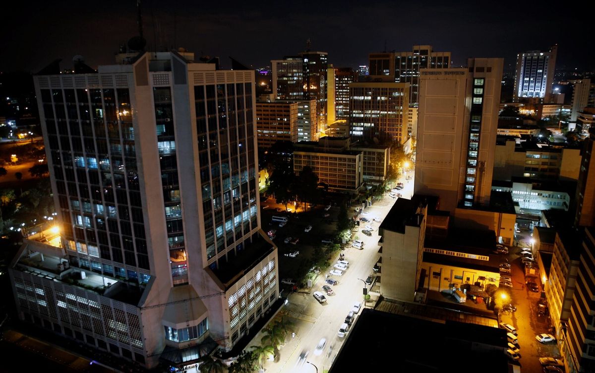 Kenya'nın başkenti Nairobi'nin iş merkezinin genel görünümü