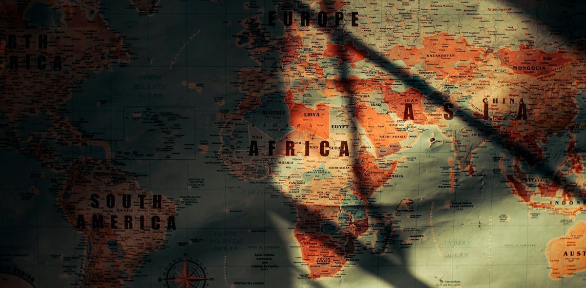 Afrika kıtası ile Asya ve Avrupa haritası